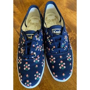 Rifle Paper Co x Keds Champion Navy Floral Embroidered Sneakers Womens 9.5